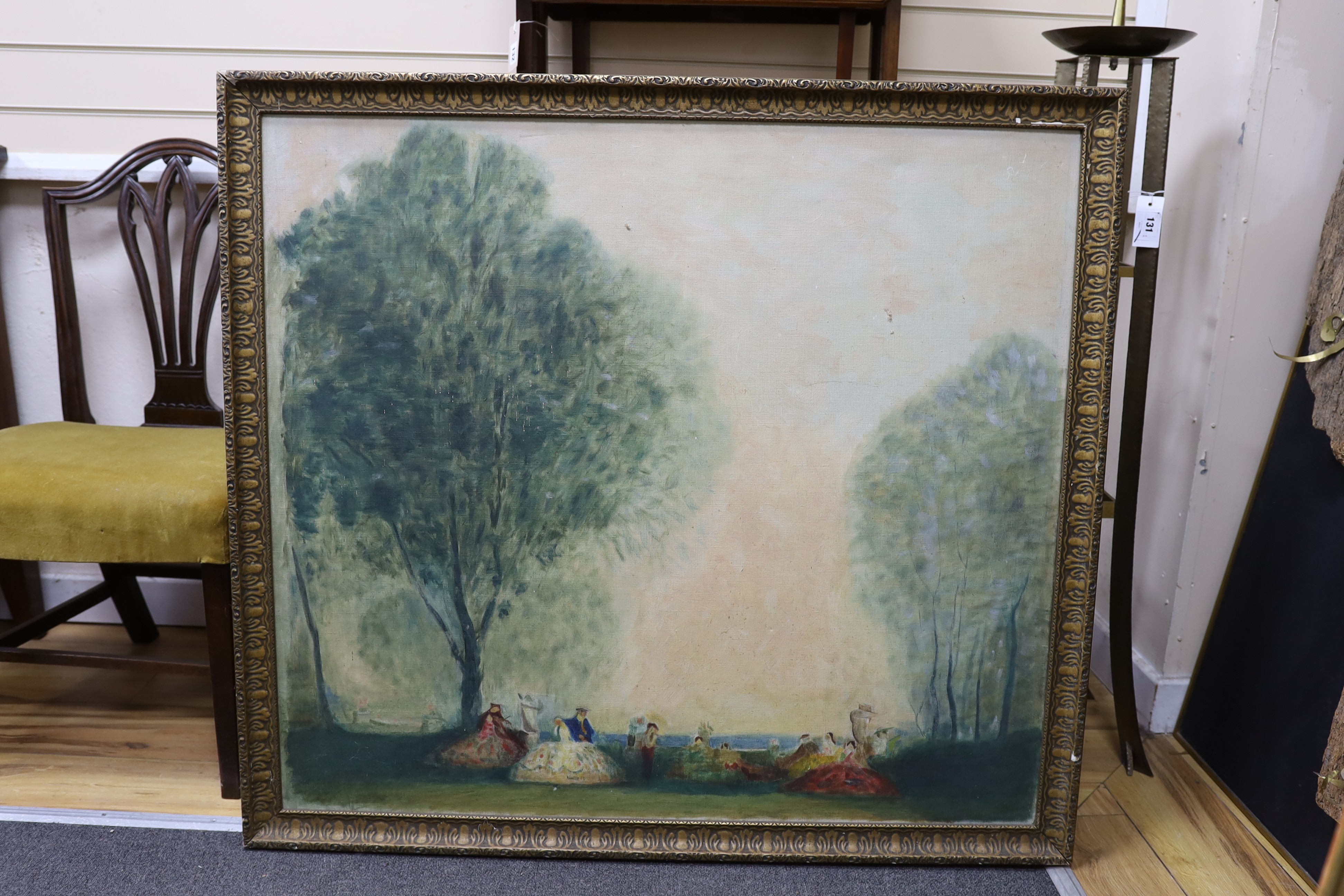 Attributed to William George Robb (1872-1940), oil on canvas, Sketch of figures in parkland, 90 x 101cm